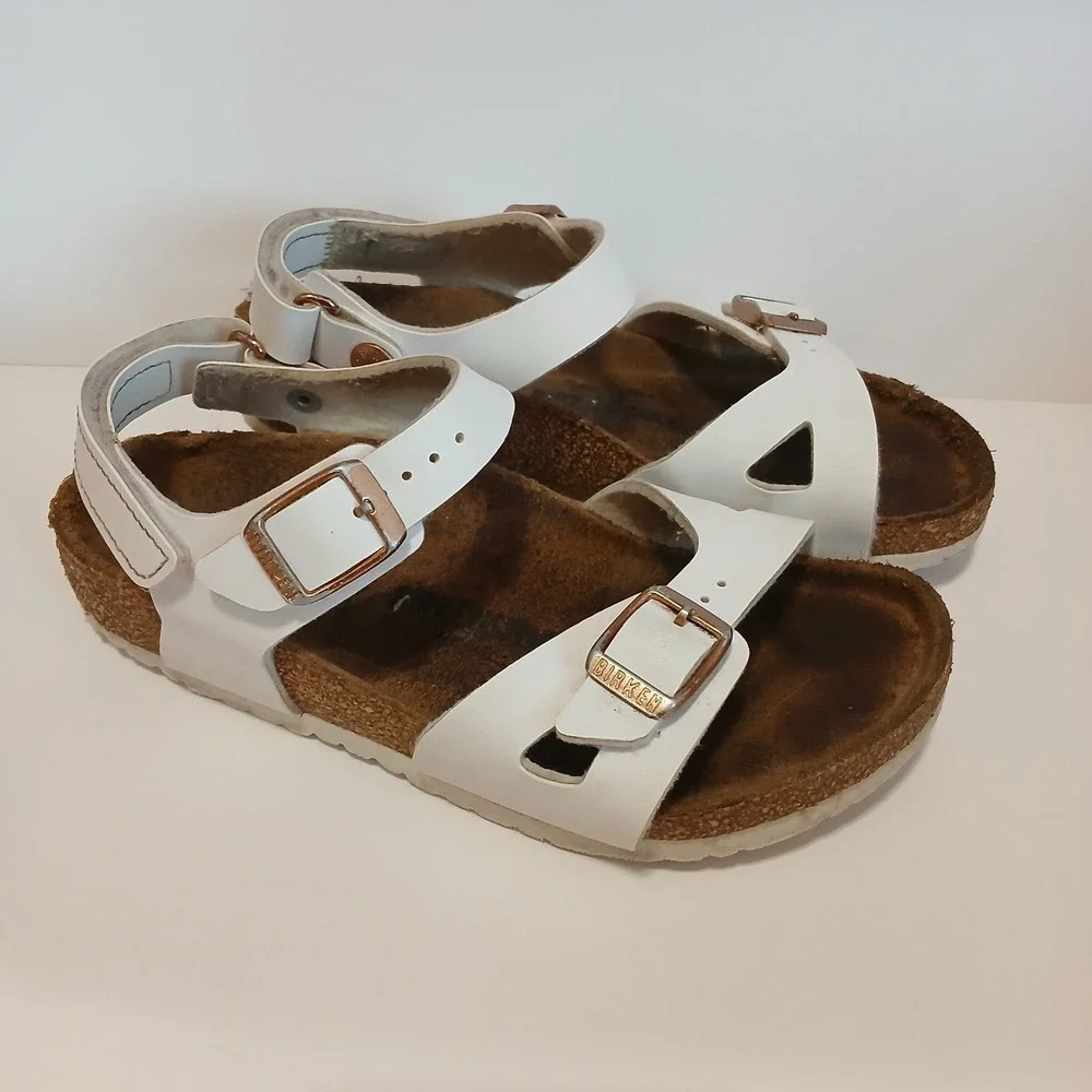 BIRKENSTOCK Rio Sandals Kids Size 1 White Birko-Flor Comfort